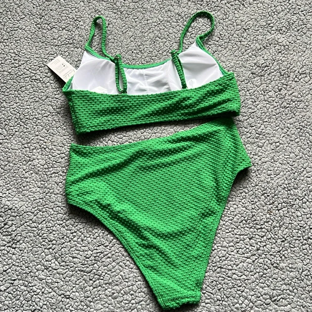 NWT Cupshe Textured Bralette & High Waist Bikini Set - Picture 5 of 5